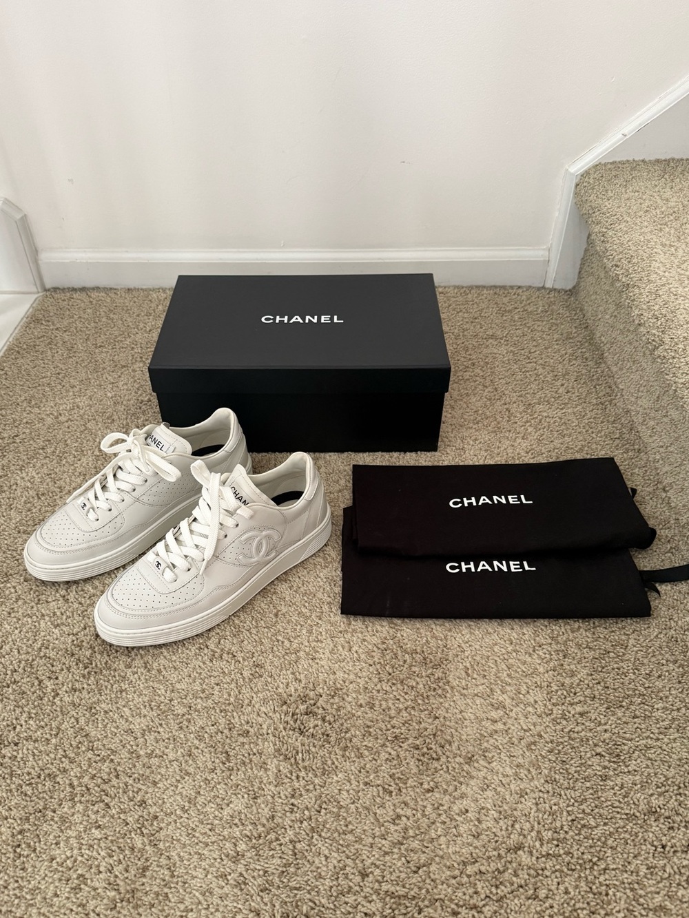 Chanel Leather CC Sport Runner Sneakers 23A Collection White Size 38.5